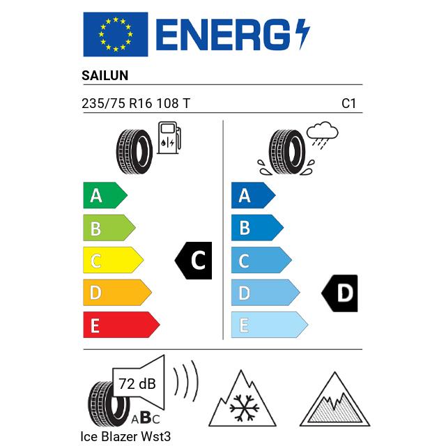 Eticheta Energetica Anvelope  235 75 R16 Sailun Ice Blazer Wst3 