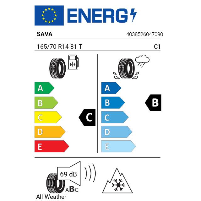 Eticheta Energetica Anvelope  165 70 R14 Sava All Weather 