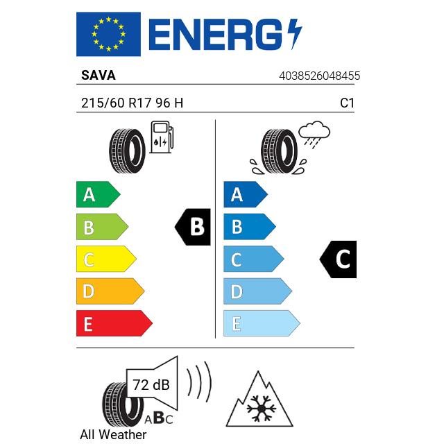 Eticheta Energetica Anvelope  215 60 R17 Sava All Weather 