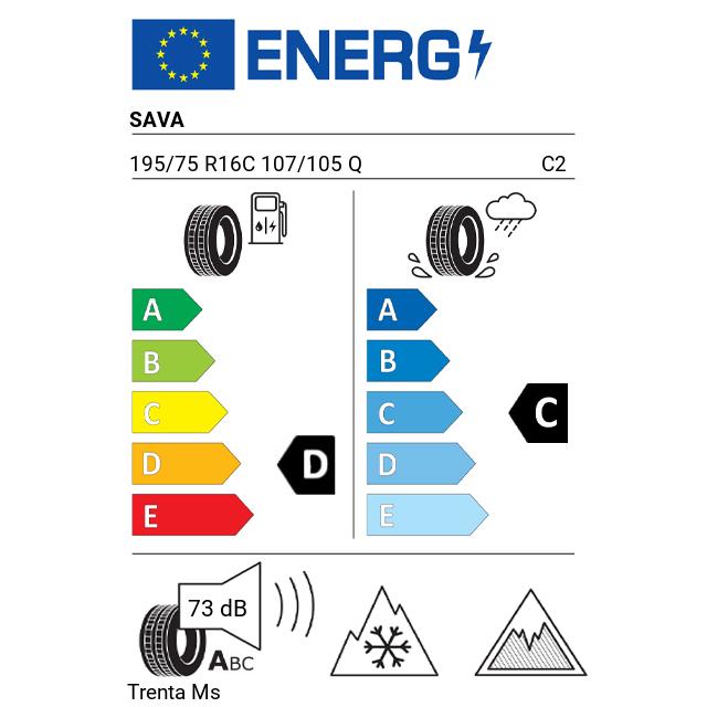 Eticheta Energetica Anvelope  195 75 R16C Sava Trenta Ms 