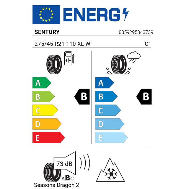 Eticheta Energetica Anvelope  275 45 R21 Sentury Seasons Dragon 2 