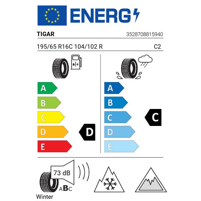 Eticheta Energetica Anvelope  195 65 R16C Tigar Winter 
