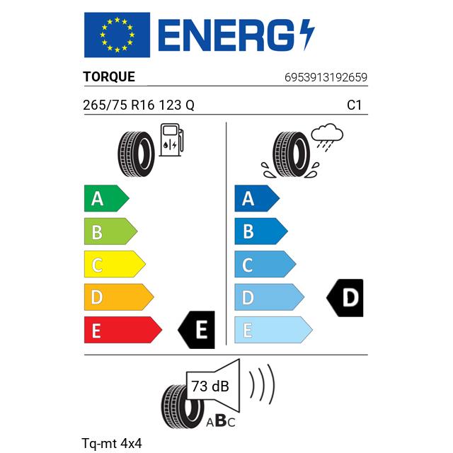 Eticheta Energetica Anvelope  265 75 R16 Torque Tq-mt 4x4 