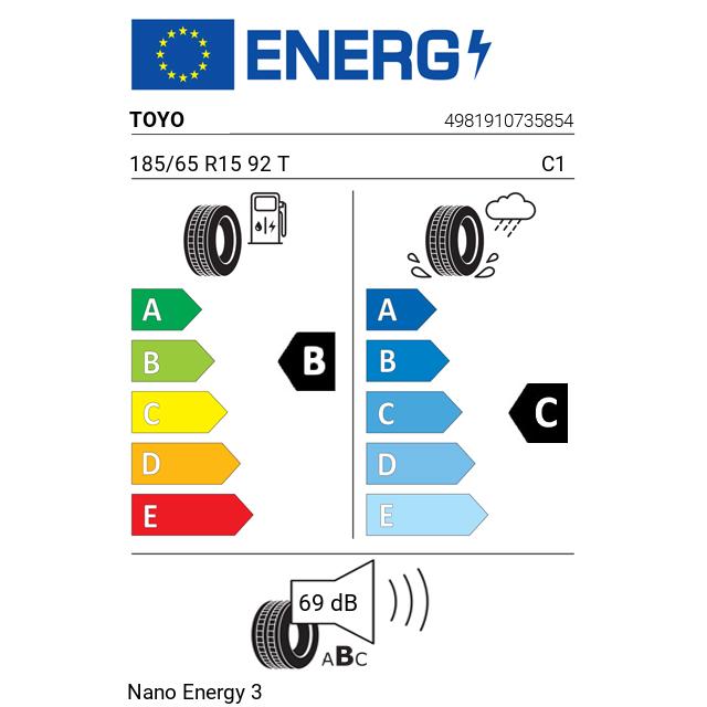 Eticheta Energetica Anvelope  185 65 R15 Toyo Nano Energy 3 