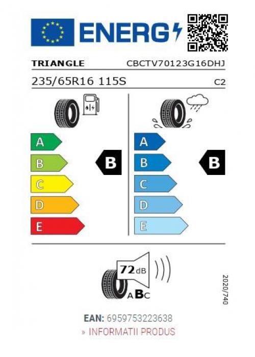 Eticheta Energetica Anvelope  235 65 R16C Triangle Connex Van Tv701 