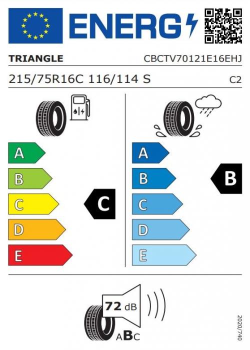 Eticheta Energetica Anvelope  215 75 R16C Triangle Connex Van Tv701 