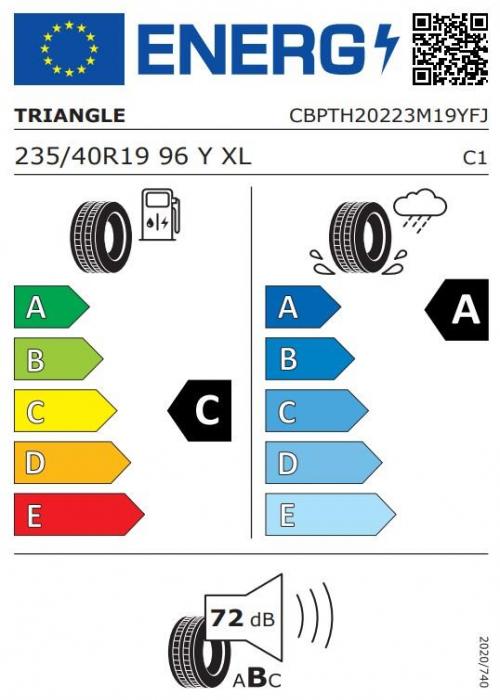 Eticheta Energetica Anvelope  235 40 R19 Triangle Effex Sport Th202 