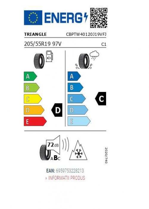 Eticheta Energetica Anvelope  205 55 R19 Triangle Tw401 