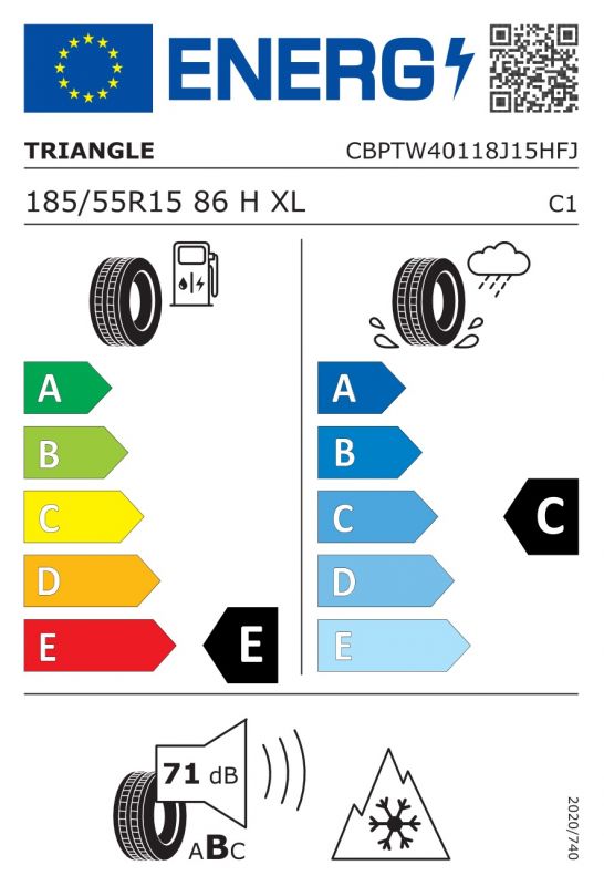Eticheta Energetica Anvelope  185 55 R15 Triangle Tw401 