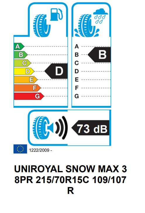 Eticheta Energetica Anvelope  215 70 R15C Uniroyal Snow Max 3 