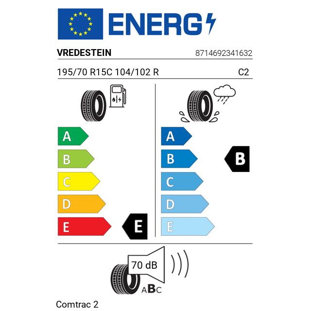 Eticheta Energetica Anvelope  195 70 R15C Vredestein Comtrac 2 