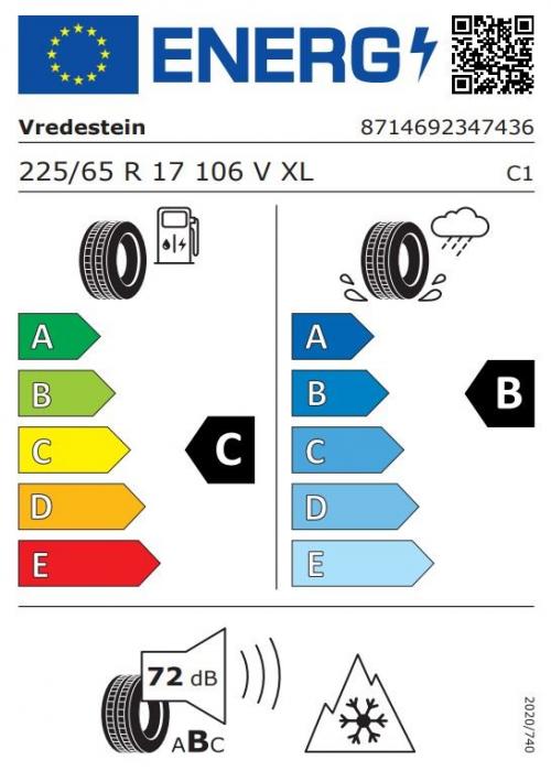 Eticheta Energetica Anvelope  225 65 R17 Vredestein Quatrac Pro 