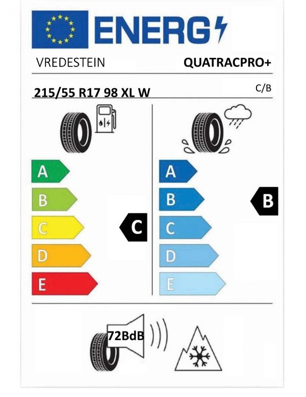 Eticheta Energetica Anvelope  215 55 R17 Vredestein Quatracpro+ 