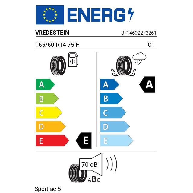 Eticheta Energetica Anvelope  165 60 R14 Vredestein Sportrac 5 