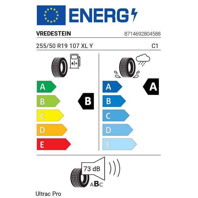 Eticheta Energetica Anvelope  255 50 R19 Vredestein Ultrac Pro 