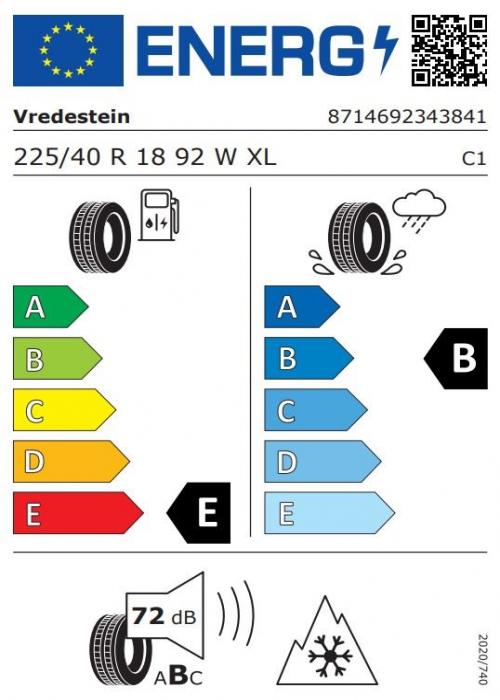 Eticheta Energetica Anvelope  225 40 R18 Vredestein Wintrac Pro 