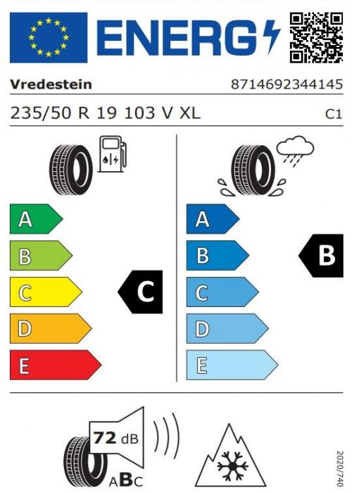 Eticheta Energetica Anvelope  235 50 R19 Vredestein Wintrac Pro 