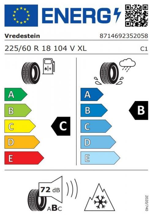 Eticheta Energetica Anvelope  225 60 R18 Vredestein Wintrac Pro 