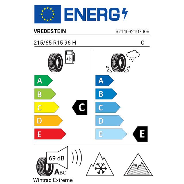 Eticheta Energetica Anvelope  215 65 R15 Vredestein Wintrac Extreme 