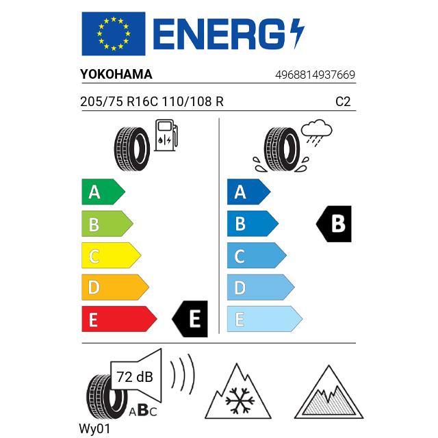 Eticheta Energetica Anvelope  205 75 R16C Yokohama Wy01 