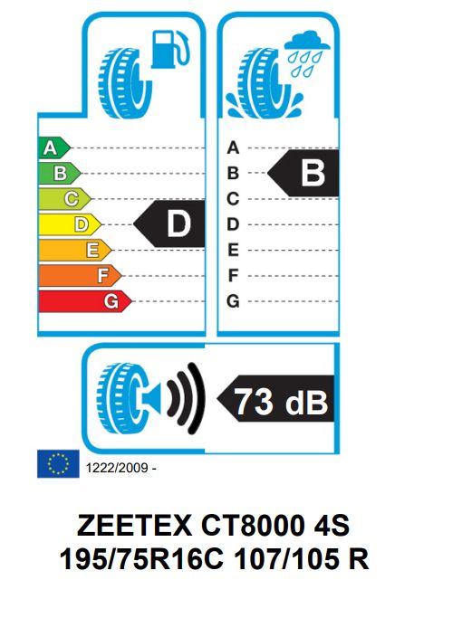 Eticheta Energetica Anvelope  195 75 R16C Zeetex Ct8000 4s 