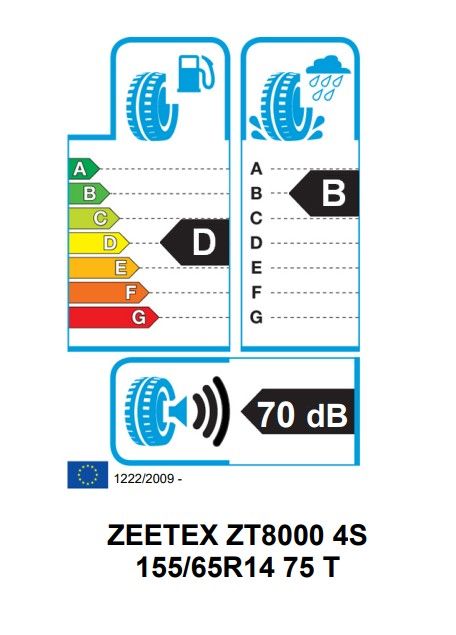 Eticheta Energetica Anvelope  155 65 R14 Zeetex Zt8000 4s 