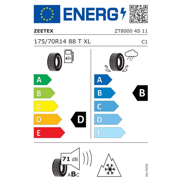 Eticheta Energetica Anvelope  175 70 R14 Zeetex Zt8000 4s 