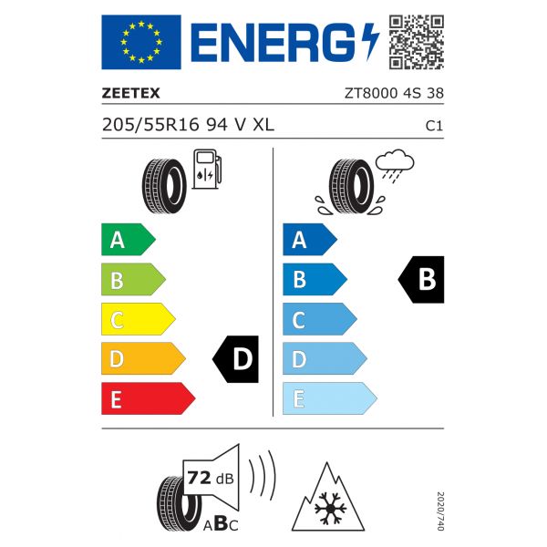 Eticheta Energetica Anvelope  205 55 R16 Zeetex Zt8000 4s 