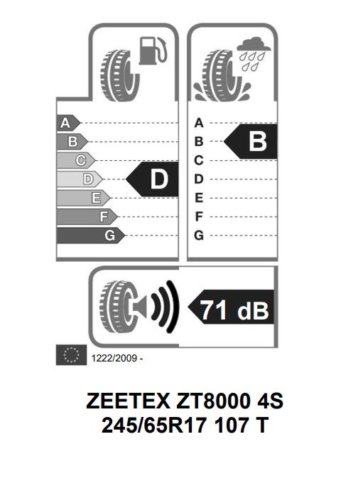 Eticheta Energetica Anvelope  245 65 R17 Zeetex Zt8000 4s 