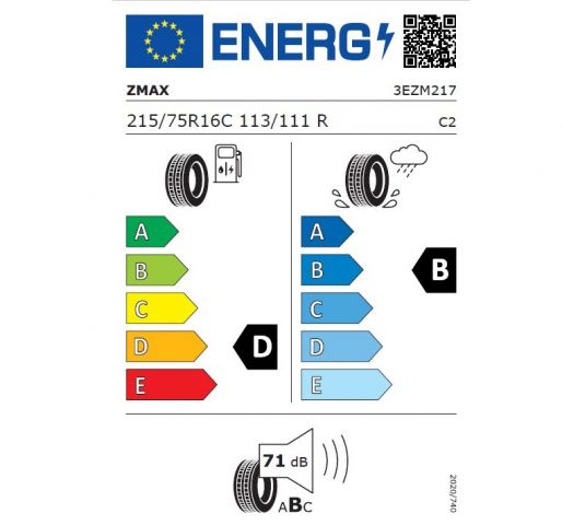 Eticheta Energetica Anvelope  215 75 R16C Zmax Vanmejor C30 